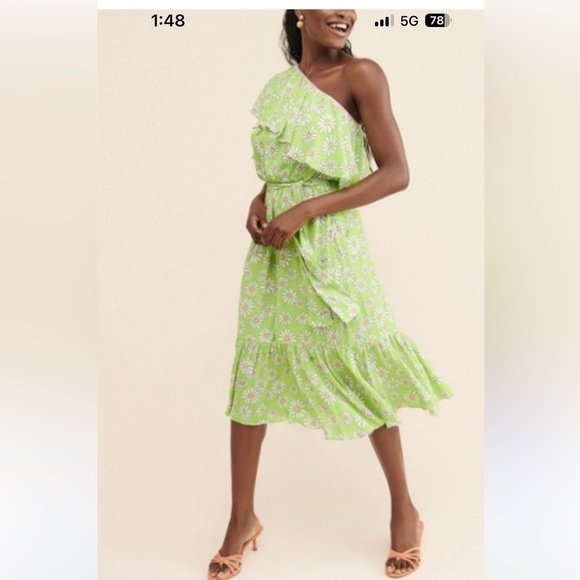 Moschino Dresses & Skirts - Boutique Moschino Daisy Mae floral Green Floral One-Shoulder Dress XS